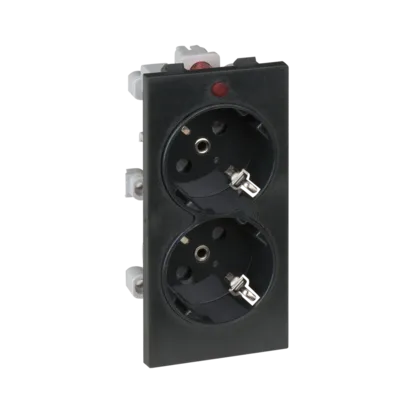 Doppel Steckdose CIMA 2x230V~ 16A Schuko mit Erdung und graphitgrau 108×52mm Connect S1/14