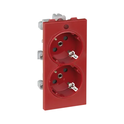 Doppel Steckdose CIMA 2x230V~ 16A Schuko mit Erdung und rot 108×52mm Kontakt Simon Connect S1/6
