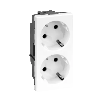 Doppel Steckdose S500 2x230V~ 16A Schuko mit Erdung reinweiß 100×50mm Connect 50000432-030