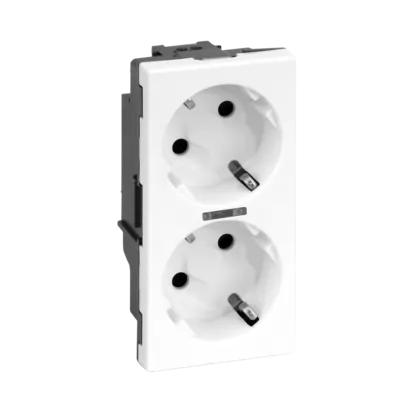 Doppel Steckdose S500 2x230V~ 16A Schuko mit Erdung und reinweiß 100×50mm Connect 50010472-030