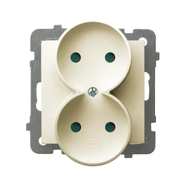 Doppelsteckdose mit Kinderschutz ecru Ospel As GP-2GRP/m/27