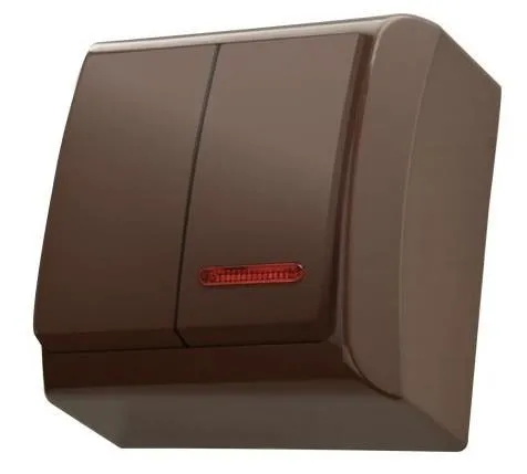 Doppelwechselschalter Lüsterklemme mit Hintergrundbeleuchtung orange braun Ospel Bis ŁN-2BS/24