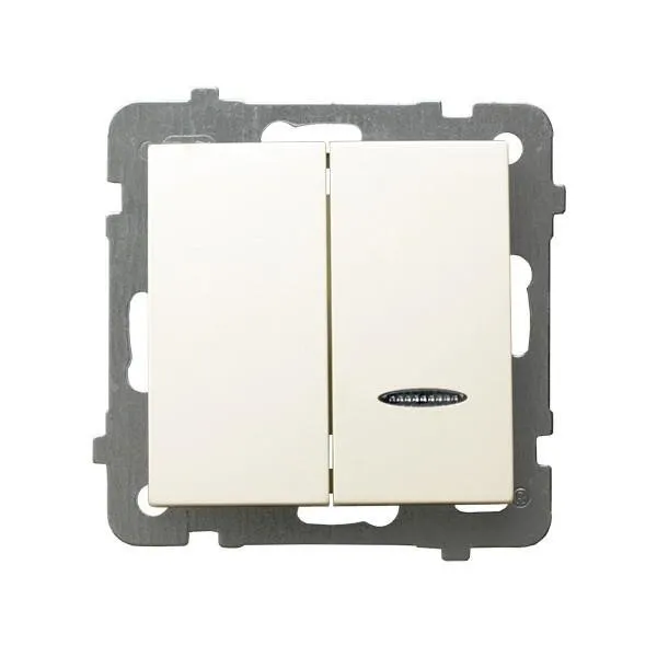 Doppelwechselschalter Lüsterklemme mit Hintergrundbeleuchtung orange ecru Ospel As ŁP-2GS/m/27