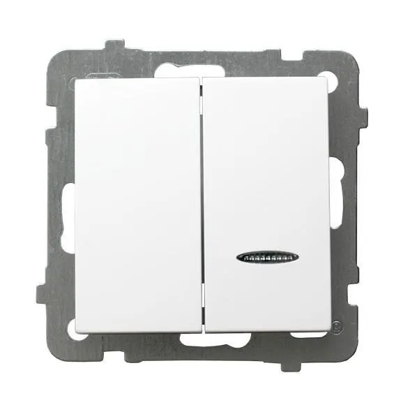 Doppelwechselschalter Lüsterklemme mit Hintergrundbeleuchtung orange weiss Ospel As ŁP-2GS/m/00