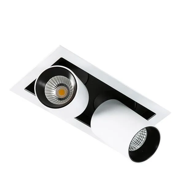 Einbaustrahler Weiß, schwarz Aluminium Warmes Weiß 3000K 1640 lm LED GL7117-2/12W 3000K WH+BL