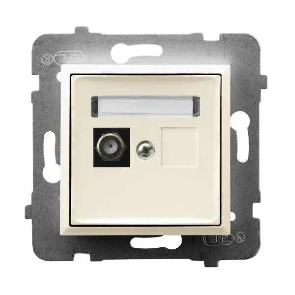 Einzelne Antennensteckdose F Typ Ecru Ospel Aria GPA-1UF/m/27