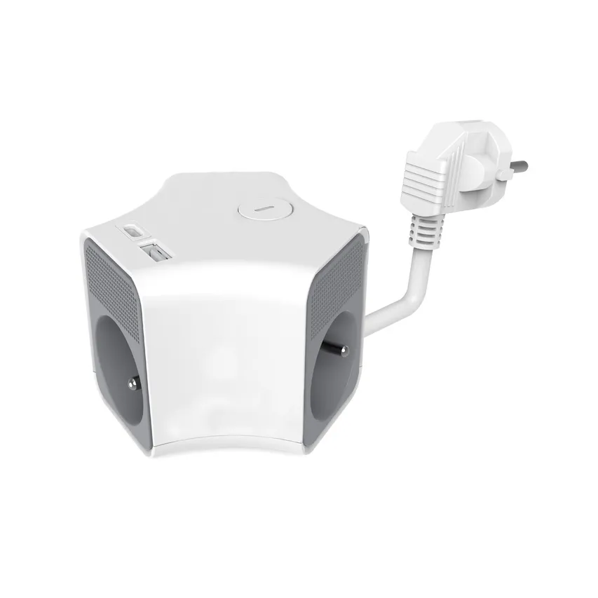 Festes Verlängerungskabel mit 3-fach-Buchse und Schalter und Buchsen USB A, USB C, 2m PS-370WS/K+USBA+USBC/2 E