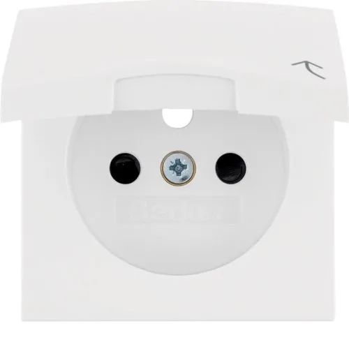 Frontplatte für Schutzkontaktsteckdosemit Klappe mit Kontaktdatenabdeckungen, Weiss Berker