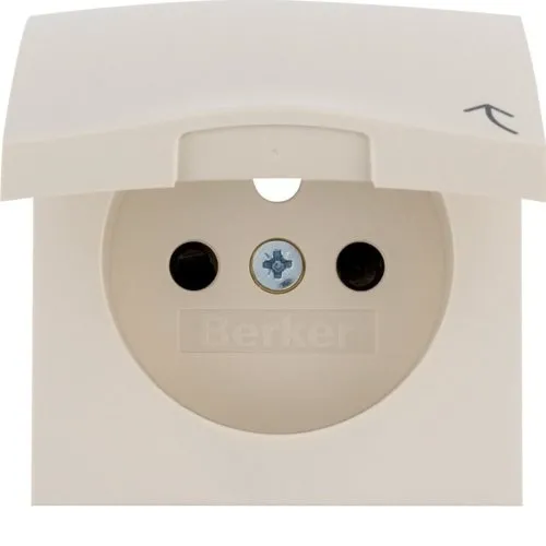 Frontplatte für Schutzkontaktsteckdosemit Klappe mit Kontaktdatenabdeckungen, cremefarbe Berker