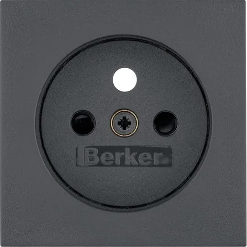 Frontplatte für Schutzkontaktsteckdosemit Kontaktdatenabdeckungen, Anthrazit Berker