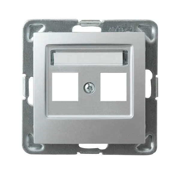 Gehäuse fuer doppelte Steckdose Keystone Typ Silber Ospel Impression GPK-2Y/p/18