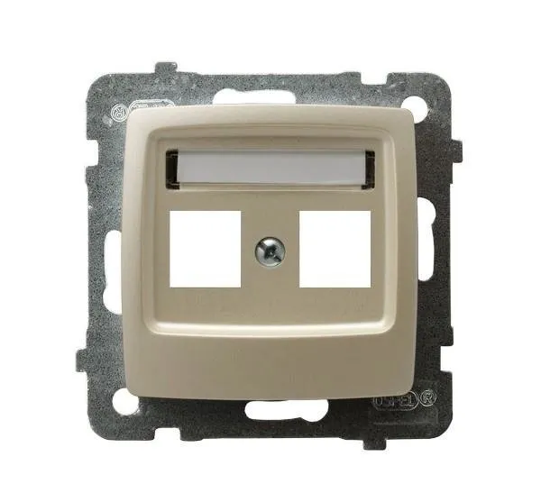 Gehäuse fuer doppelte Steckdose Keystone Typ ecru perlmuttfarben Ospel Karo GPK-2S/p/42