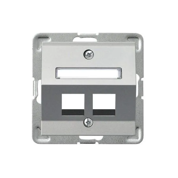 Gehäuse fuer doppelte Steckdose Keystone Typ schräg Silber Ospel Impression GPK-2YS/p/18