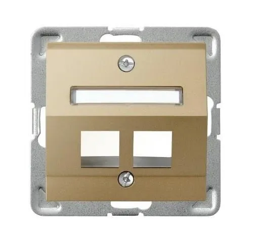 Gehäuse fuer doppelte Steckdose Keystone Typ schräg goldfarbig GPK-2YS/p/28