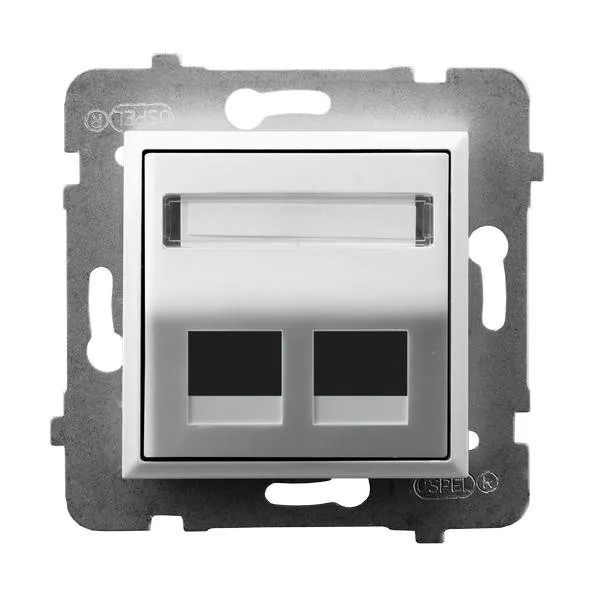 Gehäuse fuer doppelte Steckdose Keystone Typ schräg weiss Ospel Aria GPK-2US/p/00