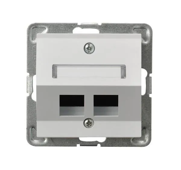 Gehäuse fuer doppelte Steckdose Keystone Typ schräg weiss Ospel Impression GPK-2YS/p/00