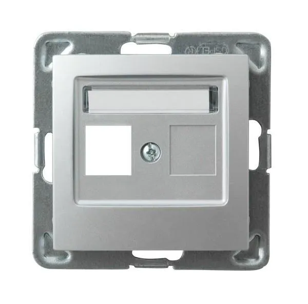 Gehäuse fuer einzelne Steckdose Keystone Typ Silber Ospel Impression GPK-1Y/p/18