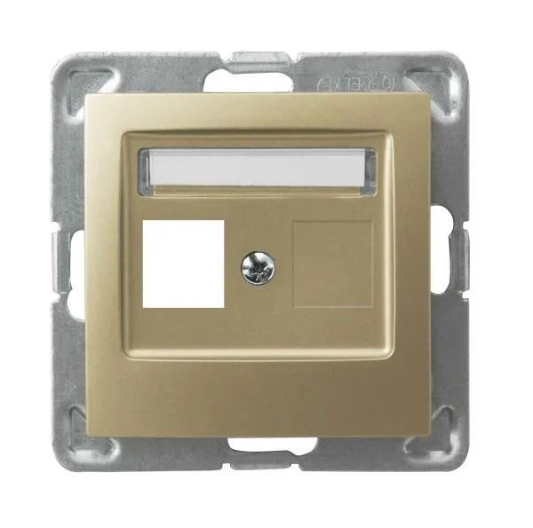 Gehäuse fuer einzelne Steckdose Keystone Typ goldfarbig metallic Ospel Impression GPK-1Y/p/28