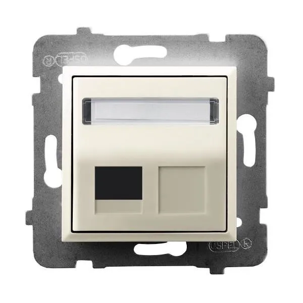 Gehäuse fuer einzelne Steckdose Keystone Typ schräg Ecru Ospel Aria GPK-1US/p/27