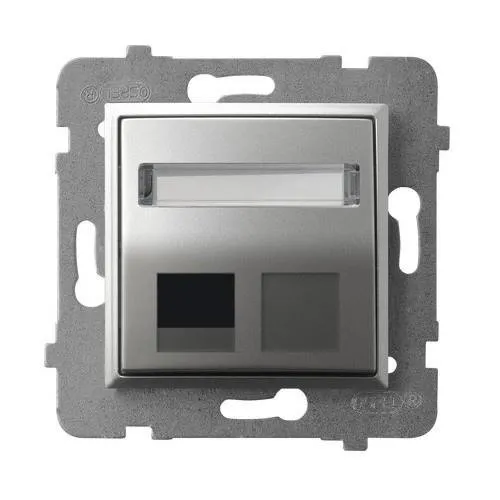 Gehäuse fuer einzelne Steckdose Keystone Typ schräg Silber Ospel Aria GPK-1US/p/18