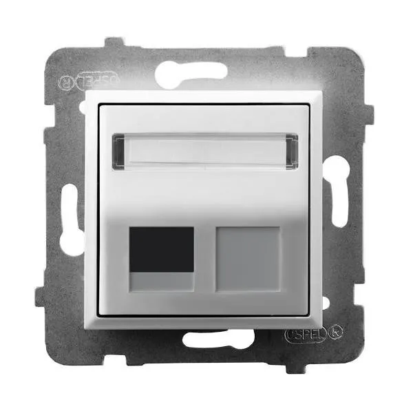 Gehäuse fuer einzelne Steckdose Keystone Typ schräg weiss Ospel Aria GPK-1US/p/00