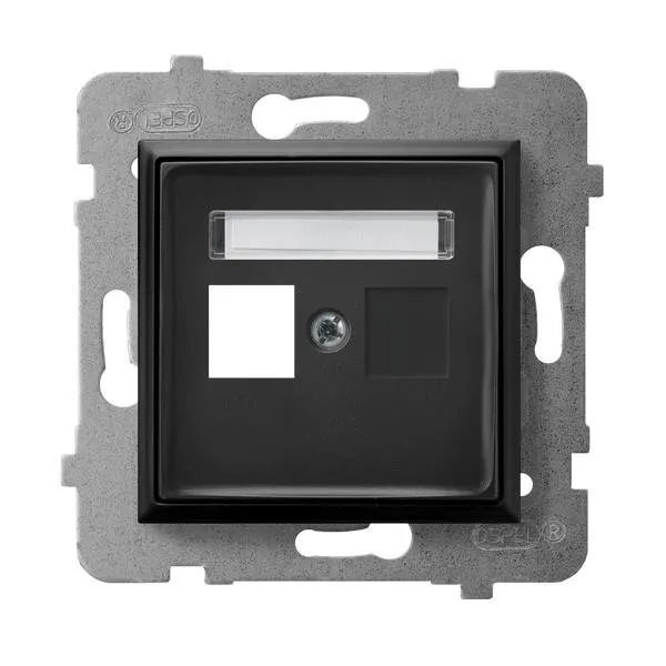 Gehäuse fuer einzelne Steckdose Keystone Typ schwarz metallic Ospel Aria GPK-1U/p/33