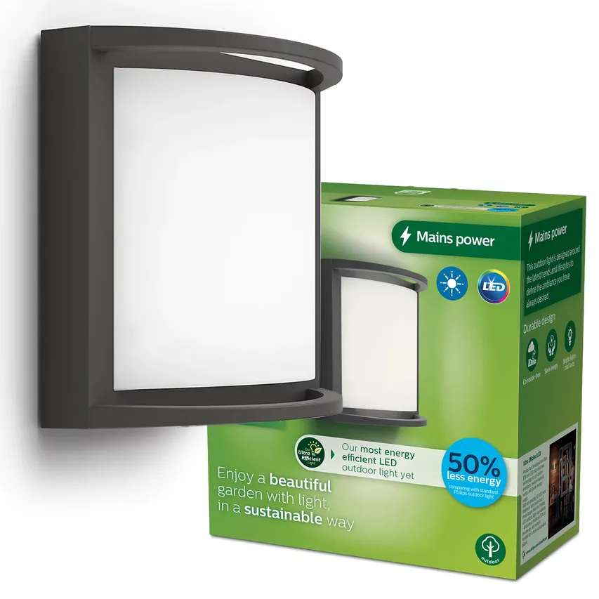 LED SAMONDRA 3.8W 2700K 800lm IP44 anthrazit Wandleuchte für den Außenbereich Philips