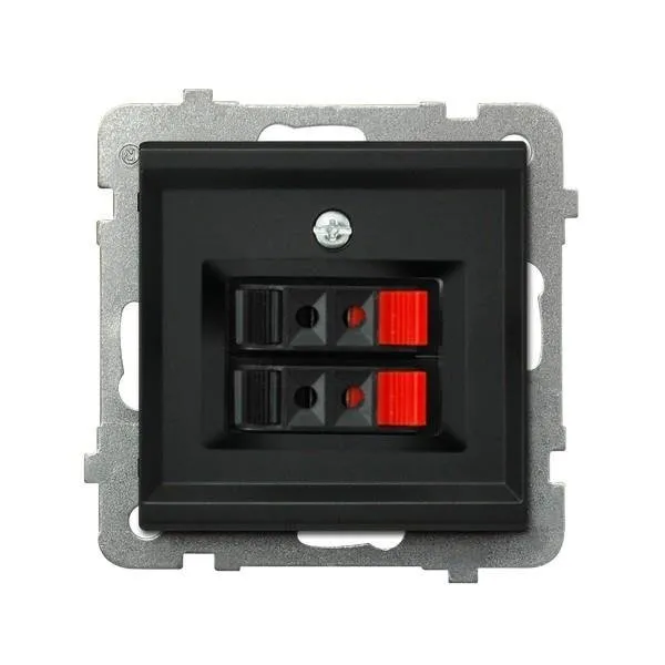 Lautsprecher Steckdose 2-fach schwarz metallic Ospel Sonata GG-2R/m/33