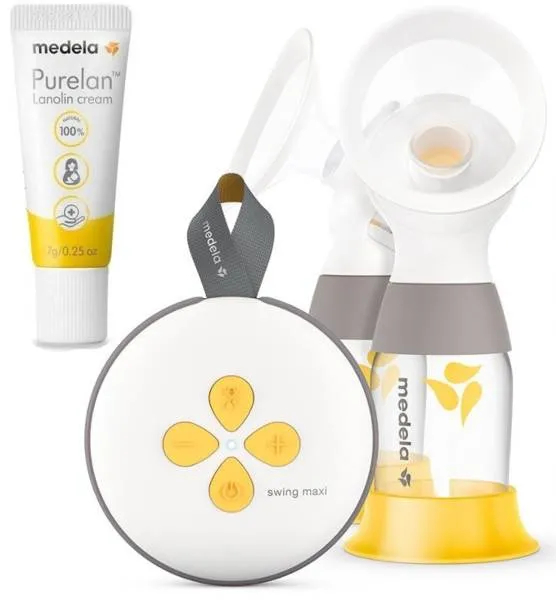Medela Swing Maxi RD Elektrische Milchpumpe für beide Brüste + GRATIS Purelan Lanolin Brustwarzensalbe