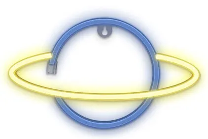 Neon LED Wandleuchte SATURN gelb blau Bat + USB FLNE11 T-90840 PLASTROL