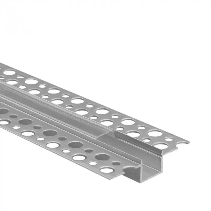 Profil GP02 bündig eloxiert + Diffusor transparent 2m + Endkappen Eco Light