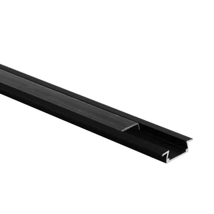 Profil P02 flächenbündig schwarz + transparenter Diffusor 2m + Endkappen Eco Light