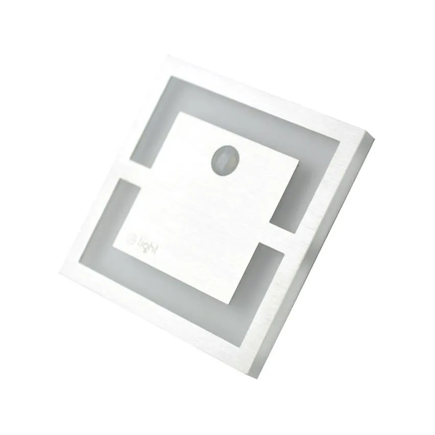 QUADRO silber/weiß LED-Treppenleuchte mit 75mm Bewegungsmelder 0,6W 15lm 6500K IP20 12V Milagro EKS1047
