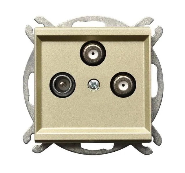 RTV-SAT Steckdose 2 fach mit den 2 SAT Eingängen Champagner goldfarbig Ospel Sonata GPA-R2S/m/39