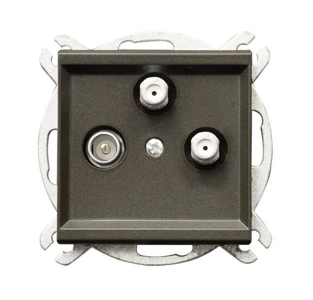 RTV-SAT Steckdose 2 fach mit den 2 SAT Eingängen Schokoladen metallic Ospel Sonata GPA-R2S/m/40