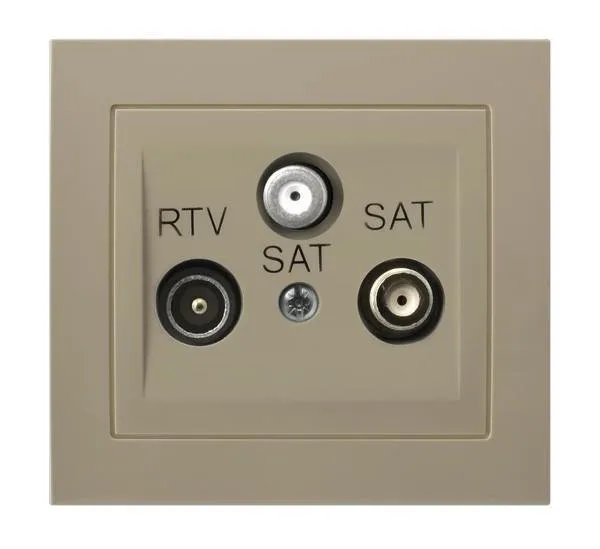 RTV-SAT Steckdose 2 fach mit den 2 SAT Eingängen beige Ospel Kier GPA-W2S/01
