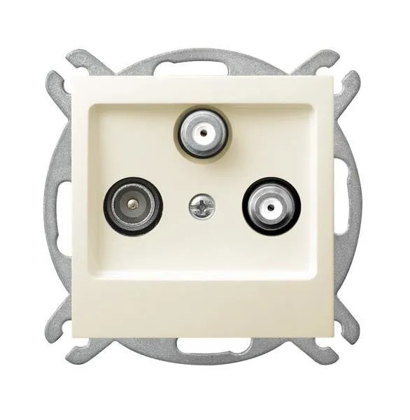 RTV-SAT Steckdose 2 fach mit den 2 SAT Eingängen ecru Ospel As GPA-G2S/m/27