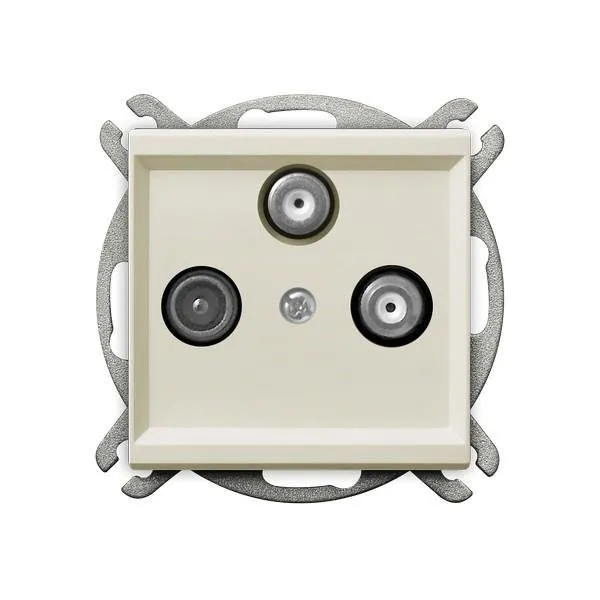 RTV-SAT Steckdose 2 fach mit den 2 SAT Eingängen ecru Ospel Sonata GPA-R2S/m/27