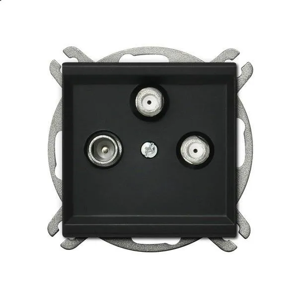 RTV-SAT Steckdose 2 fach mit den 2 SAT Eingängen schwarz metallic Ospel Sonata GPA-R2S/m/33