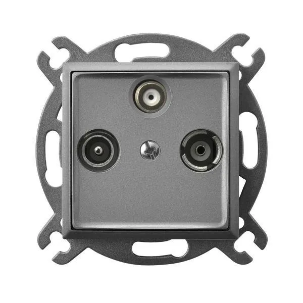 RTV-Sat Durchgangsdose grau matt Ospel Aria GPA-USP/m/70