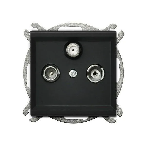 RTV-Sat Durchgangsdose schwarz metallic Ospel Sonata GPA-RSP/m/33