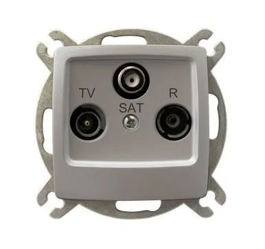 RTV-Sat Durchgangsdose silbern perlmuttfarben Ospel Karo GPA-SSP/m/43