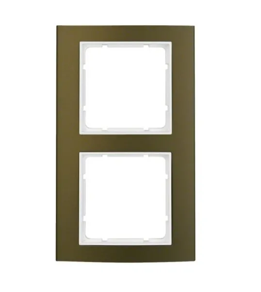 Rahmen 2fach B.3 Alu, braun/polarweiß matt Berker 10123021