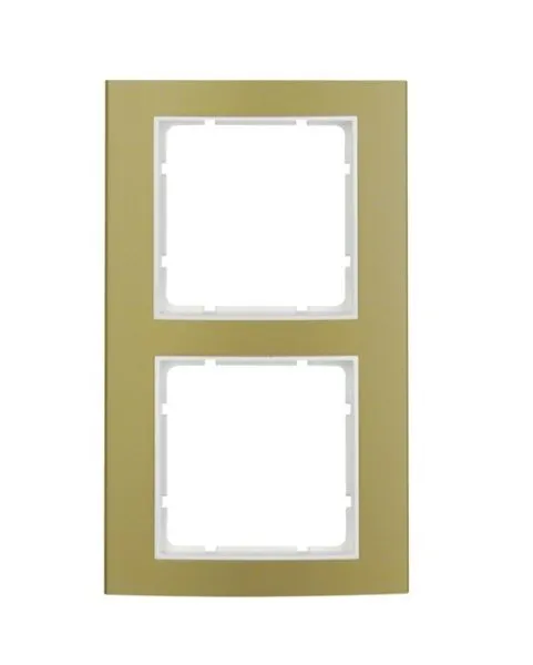 Rahmen 2fach B.3 Alu, gold/polarweiß matt Berker 10123046