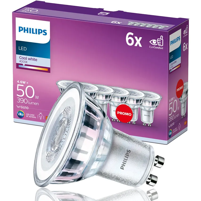 Satz von 6x Classic 50W GU10 CW 36D ND 6CT/4 LED-Glühbirne