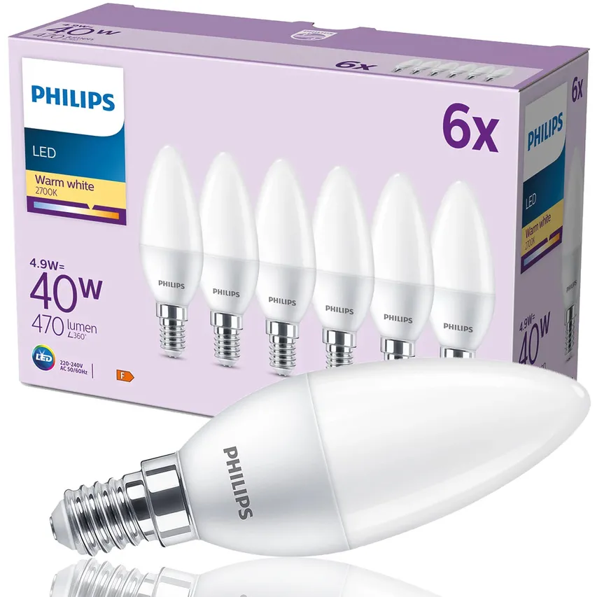 Satz von 6x LED-Glühbirne 40W B35 E14 WW FR ND 6CT/6 EC