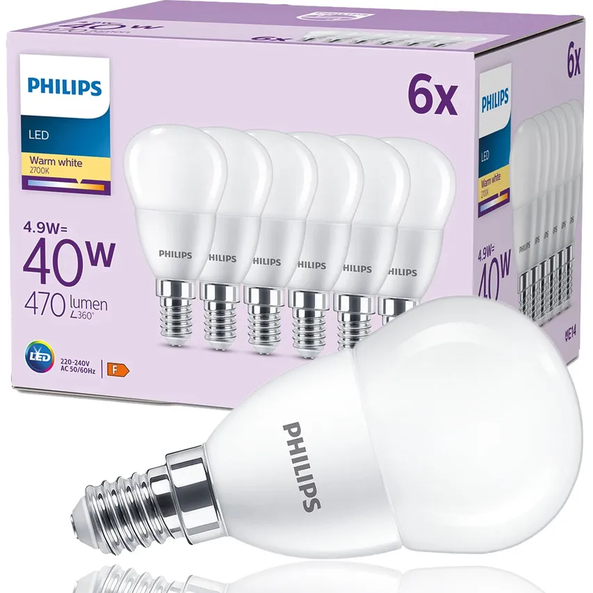 Satz von 6x LED-Glühbirne 40W P45 E14 WW FR ND 6CT/4 EC