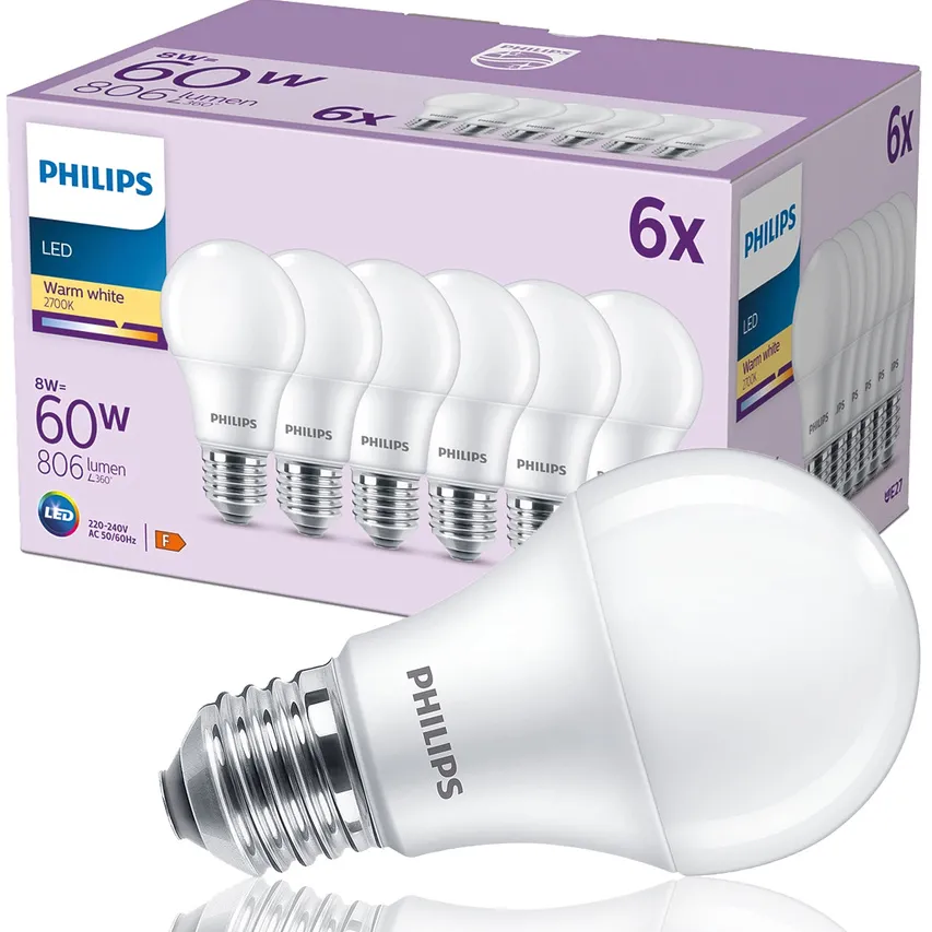 Satz von 6x LED-Glühbirne 60W A60 E27 WW FR ND 6CT/6 EC