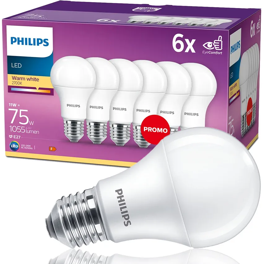 Satz von 6x LED-Glühbirne 75W A60 E27 WW 230V FR ND 6CT/4