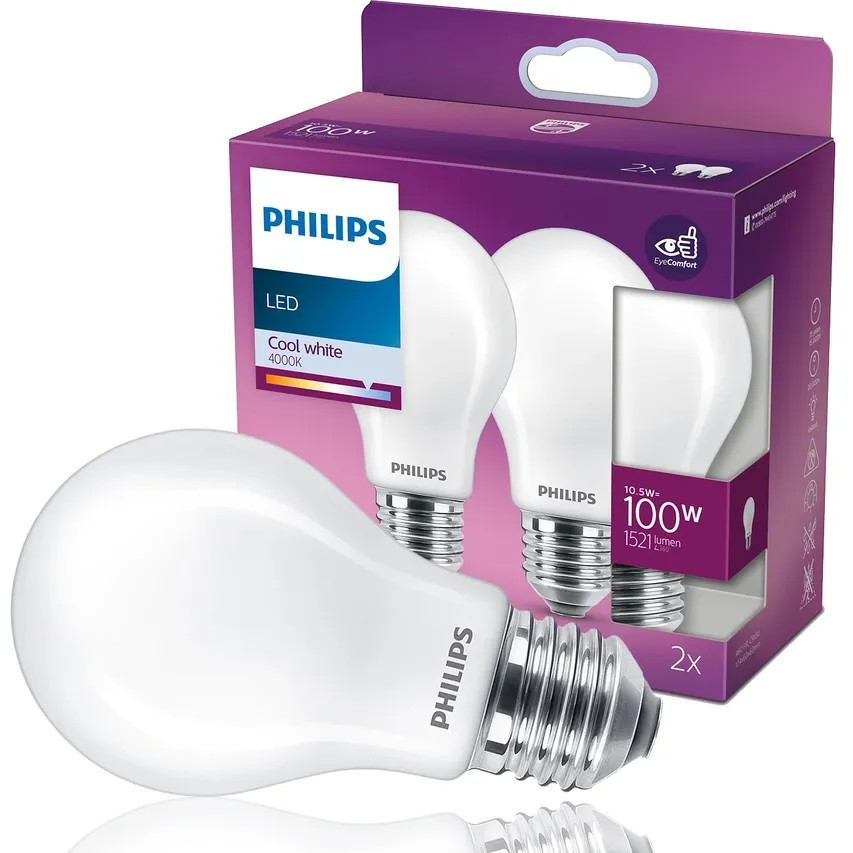 Set 2x LED-Glühbirne klassisch 100W A60 E27 CW FR ND 2SRT6